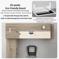 Bureau de direction modulaire de luxe en L, design contemporain et éco-responsable, avec centre d'alimentation intelligent et armoire