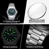 Montre à quartz pour homme Poedagar 696, cadran bleu quadrillé, fonction double jour/date, montre-bracelet décontractée pour affaires