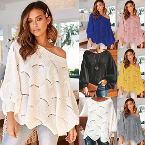 Dames d'usine personnalisé automne lâche évider couleur unie <span class=keywords><strong>pull</strong></span> à manches lanterne <span class=keywords><strong>pull</strong></span> - Product Image 2