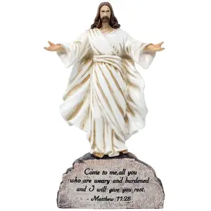 Jesus Atop Rock Statue With Inspirational Bible Verse For Religious Home Decor Sculptures As Decorations For Easter
