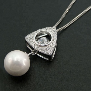 จี้เพชรเต้นรำเงินสเตอร์ลิงพร้อมไข่มุกน้ำจืด - Product Image 4