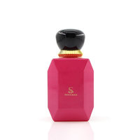 Flacon de parfum en verre fuchsia facetté haut de gamme, emballage de parfum, fabrication directe en usine, OEM, logo personnalisé, flacon vaporisateur à col serti