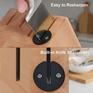 Couteaux de chef Kuisine Factory <span class=keywords><strong>en</strong></span> gros, 15 pièces, aiguiseur intégré, <span class=keywords><strong>bloc</strong></span> <span class=keywords><strong>en</strong></span> bois, antidérapant, ambidextre, acier inoxydable à haute teneur <span class=keywords><strong>en</strong></span> carbone - Product Image 3