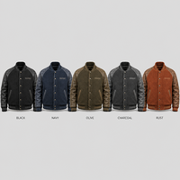 Blouson universitaire personnalisé pour homme en cuir et laine, avec boutons-pression, col et poignets côtelés, style baseball, streetwear, patchwork