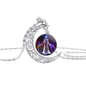 12 Zodiac Signs Charm Crescent Moon <strong>Necklace</strong> Zodiac Jewelry Silver Plated Clavicle <strong>Constellation</strong> <strong>Necklaces</strong> for Birthday Gift - Product Image 5