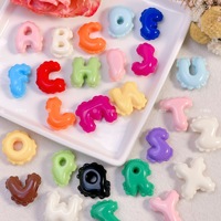 Perles en acrylique de 25 mm, colorées, en forme de lettres, avec de grands trous et trous traversants pour les loisirs créatifs, les accessoires de téléphones et les porte-clés