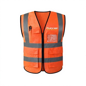 Gilet de sécurité à haute visibilité de classe 2, orange, réfléchissant, avec poches, logo personnalisé imprimé, vêtements de travail - Product Image 1