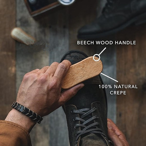 <span class=keywords><strong>Brosse</strong></span> pour daim et <span class=keywords><strong>nubuck</strong></span> avec manche en hêtre, fabriquée avec du crêpe naturel, écologique et portable, nettoie en toute sécurité le daim et le <span class=keywords><strong>nubuck</strong></span> - Product Image 1