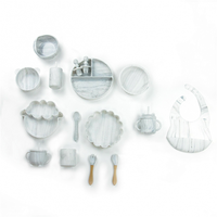 Ensemble d'alimentation pour bébé en silicone de qualité alimentaire personnalisé, sûr et non toxique avec bavoir divisé cuillère bol paille et plaque d'aspiration