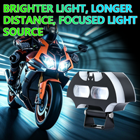Phares LED de moto en forme de chauve-souris de qualité supérieure, 2/3 lentilles, blanc jaune avec feux antibrouillard RGB pour moto, VTT, UTV, camions