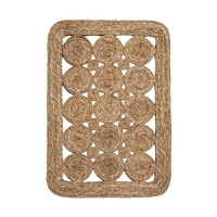 Tapis d'entrée en herbe de mer naturelle tissé à la main, motif spirale, style bohème rustique, antidérapant, pour entrée, salon, décoration de ferme