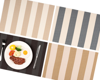 STARUNK Mantel Individual de vinilo a rayas al por mayor, Mantel Individual antideslizante resistente al calor, manteles individuales tejidos de PVC lavables para mesa de comedor