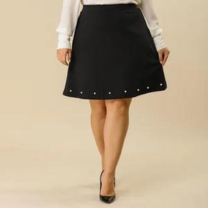 Jupe plissée taille haute pour femme, longueur genou, évasée, grande taille, style jean, très tendance - Product Image 4