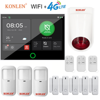 Panel de Alarma Antirrobo Inteligente para el Hogar KONLEN de 7 Pulgadas con Pantalla Táctil, Sistema 4G WiFi GSM, Sirena Estroboscópica de 433MHz, Control por Aplicación, Material ABS