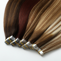 Extensions à bandes adhésives en cheveux naturels bruts non traités, trame invisible, longues, vietnamiennes, double tirage, noir et brun foncé, vente en gros