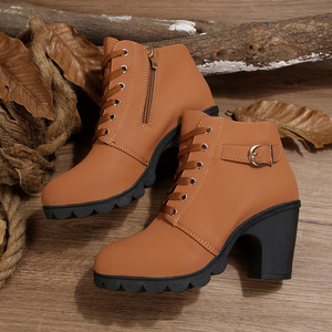 Botines de Tacón Grueso de Nueva Tendencia 2026 para <span class=keywords><strong>Mujer</strong></span>, Estilo con Cordones, Zapatos de Invierno para Dama, Zapatos de Suela Alta y Gruesa para <span class=keywords><strong>Mujer</strong></span> - Product Image 5