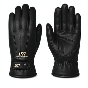 Lone Mission Industry Leather Touch Screen Motorcycle <b>Gloves</b> Wrist Length Unlined Thermal Eco-Friendly Sporty Style Black Winter - Product Image 2