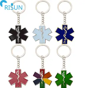 Großhandel Star of Life Nursing Ambulance Emaille Schlüssel bund Benutzer definierte Logo Krankens ch wester Medical Bunte Schlüssel anhänger Schlüssel ring Schlüssel anhänger Souvenir