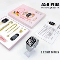 Popular A59 Plus Pareja Reloj Trajes Hombres Reloj inteligente Mujer Diamante Cuarzo Señora Reloj de pulsera Collar Anillo Pendientes TODO en UNO