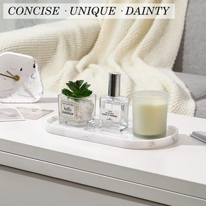 مخصص راتنج أنيق صينية مزخرفة الرخام الأبيض كونترتوب المنظم التجميل حامل البيضاوي مجوهرات طبق الراتنج صينية الغرور صينية - Product Image 6