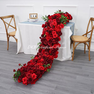 ดอกกุหลาบผ้าไหมเทียมสีแดงเบอร์กันดีดีไซน์ใหม่จาก DKB พร้อมที่จับโฟมสำหรับตกแต่งงานแต่งงาน - Product Image 4