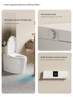 WC intelligent moderne carré en céramique monobloc pour hôtels, avec bidet intégré, chasse d'eau à capteur au pied et siphon en S inclus