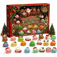 Squishies de raviolis et petits pains vapeur mignons et doux, jouets à presser, Calendrier de l'Avent de Noël avec 24 boîtes mystères en caoutchouc thermoplastique