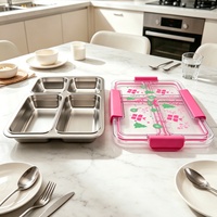 Boîte à lunch en acier inoxydable 304 de qualité alimentaire, chauffable au micro-ondes, scellée séparément à intervalles réguliers pour éviter les fuites