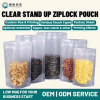 Sacs Doypack transparents OEM ODM avec fermeture éclair, emballage refermable réutilisable, sacs cadeaux personnalisés avec logo, vente en gros