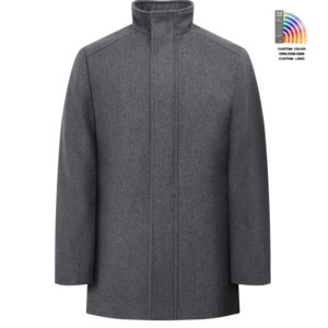 Áo khoác len nam màu xám đậm đứng lên cổ áo dây kéo Áo khoác mùa đông dài rãnh áo khoác ngoài Cashmere Vỏ bông - Product Image 1