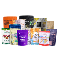 Emballage de produits cadeaux en plastique personnalisé avec conception gratuite, sachets debout, petits sachets refermables en mylar pour l'emballage d'aliments, de noix, de bonbons
