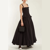 Robe longue de soirée élégante pour femme, style rétro, dos ouvert, bretelles plissées, nouvelle mode estivale, coton de haute qualité, grande taille