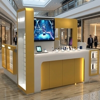 Station de recharge pour téléphones portables personnalisable 3x3 mètres, casiers, kiosque, accessoires, éclairage LED moderne pour centres commerciaux et commerces de détail