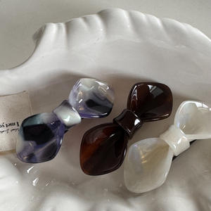 Barrette à cheveux en forme de nœud en acétate, style princesse, épingle à cheveux latérale à ressort pour filles, accessoires capillaires coréens mignons - Product Image 1