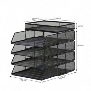 4 Tier Mesh in <b>Tray</b> Stackable Office Desk Tidy <b>File</b> Holder with Top Stationery Holder Paper Document Letter <b>Trays</b> - Product Image 4