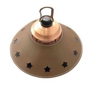 Retro <b>Star</b> Cutout Leather Lantern <b>Shade</b>, Portable <b>Lamp</b> Cover for Barebones, Outdoor Camping Atmosphere Light Accessory - Product Image 2
