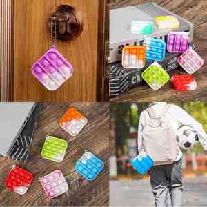 Wholesale Mini Pop It Fidget Toy Keychain Rainbow Silicone Push <b>Bubble</b> Sensory Stress Relief Toy for <b>Kids</b> Adults Anxiety Relief - Product Image 3