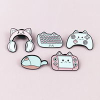 Badge de clavier et souris de dessin animé, design créatif, mignon, accessoire de sac, broche pour vêtements d'étudiants et d'enfants, peint