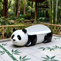 Chaise de loisirs créative en fibre de verre en forme de panda de dessin animé, pour extérieur, parcs, centres commerciaux, aménagement paysager, mobilier commercial