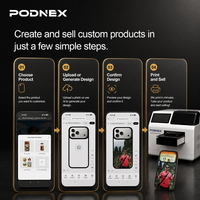 PodNEX A3 DX7 Printer UV Inkjet Flatbed Otomatis CMYK 2400 DPI Kontrol Aplikasi Android untuk Casing Ponsel Casing AirPods
