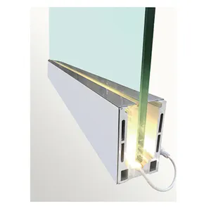 Système de balustrade en verre à canal u balustrade en verre avec lumière led