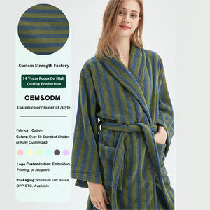 Accappatoio unisex di lusso all'ingrosso con logo personalizzato filato di puro cotone tinto morbido buon assorbimento d'acqua longue robe <span class=keywords><strong>dame</strong></span> - Product Image 2