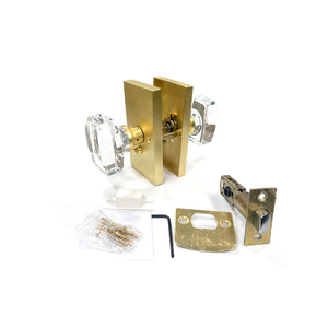 Maniglie Moderne e Resistenti in Vetro Dorato con Placca Quadrata in Lega di Zinco per Privacy in Camera da Letto e Bagno - Product Image 2