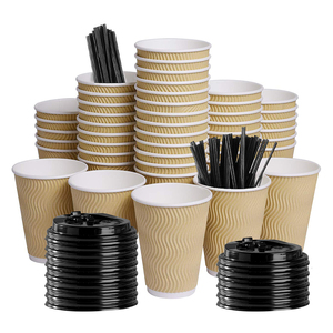 8/10/12/14/16/20oz Hot Sales Biodegradable Disposable Coffee Ripple Wall Paper Cup for sale