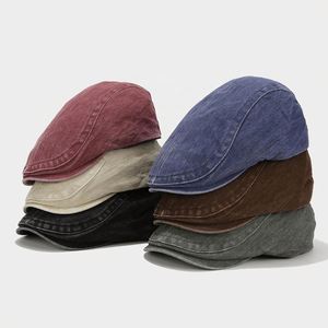 Autumn Vintage <b>Hat</b> Women Blank Plate Ivy Cap Washed Denim Beret Men Outdoor Breathable Beret <b>Hat</b> - Product Image 1