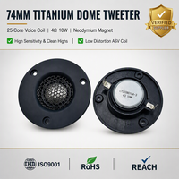 Haut-parleur de pointe de fréquence (tweeter) à dôme en titane de 74 mm, 25 fils, 4 ohms, 10 W, avec aimant en néodyme, pour enceinte Hi-Fi portable Bluetooth