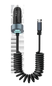 Caricabatterie da Auto 65W PD Super Veloce con Cavo a Spirale 3-in-1 <span class=keywords><strong>Adattatore</strong></span> per <span class=keywords><strong>Accendisigari</strong></span> (2 Type-C 1 <span class=keywords><strong>USB</strong></span>) - Product Image 3