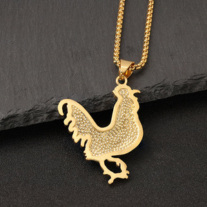 สร้อยคอจี้รูปไก่สแตนเลสสตีลยี่ห้อ Yunnique ประดับเพชรแบบ Pave Setting เครื่องประดับแฟชั่นสำหรับทุกเพศทุกวัย ของขวัญลายสัตว์ประจำราศี - Product Image 4