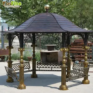 Gazebo de jardin en <span class=keywords><strong>fer</strong></span> <span class=keywords><strong>forgé</strong></span> antique <span class=keywords><strong>pas</strong></span> <span class=keywords><strong>cher</strong></span> avec toit en métal - Product Image 1