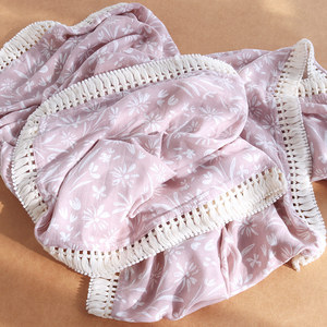 2024 sơ sinh hữu cơ tre bông gạc hoa thiết kế rắn bọc trung tính muti-sử dụng tua chăn bé Muslin Swaddle chăn - Product Image 5